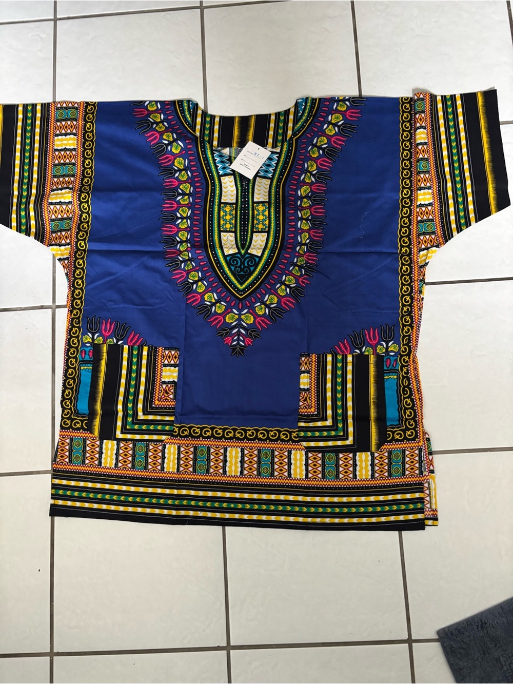 Royal Blue Kids Dashiki Tee with Multicolor Tribal Print